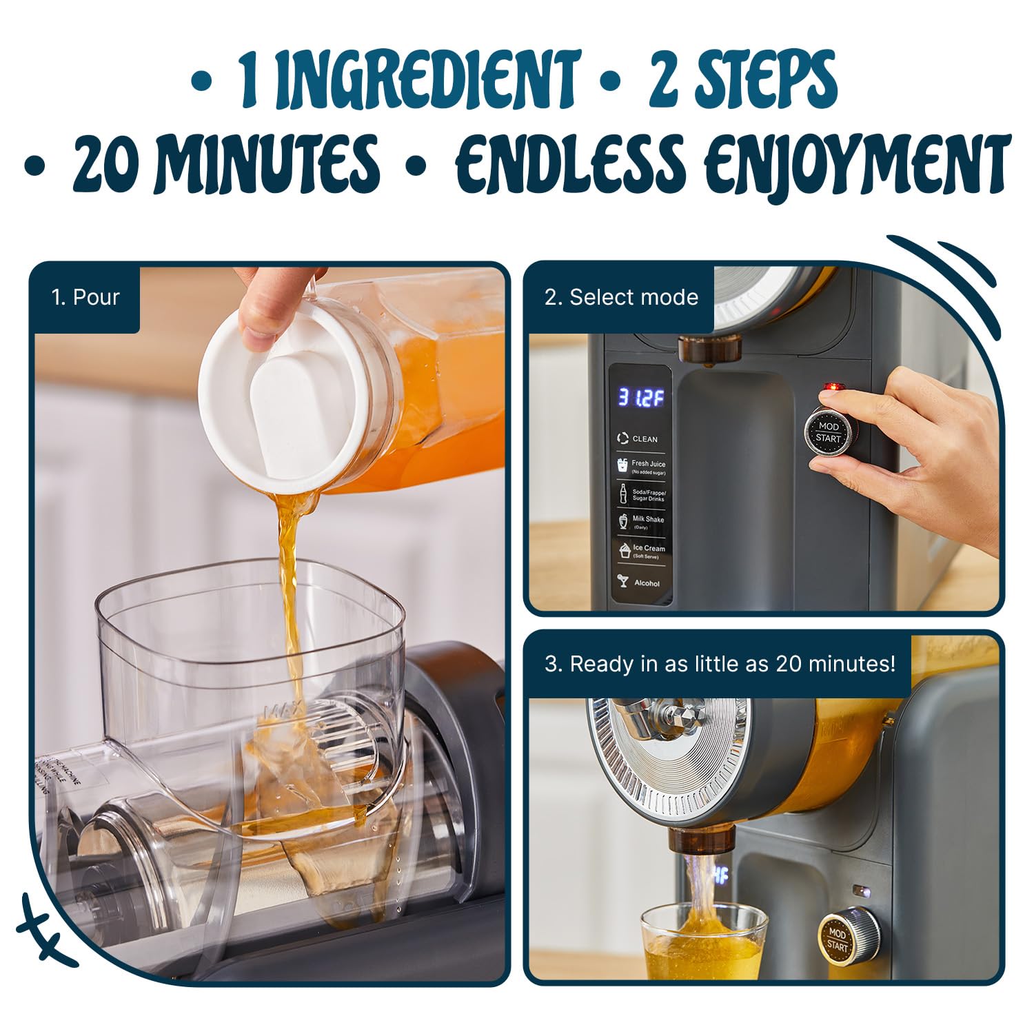 Roman Ventures granizado con pantalla de temperatura para control preciso