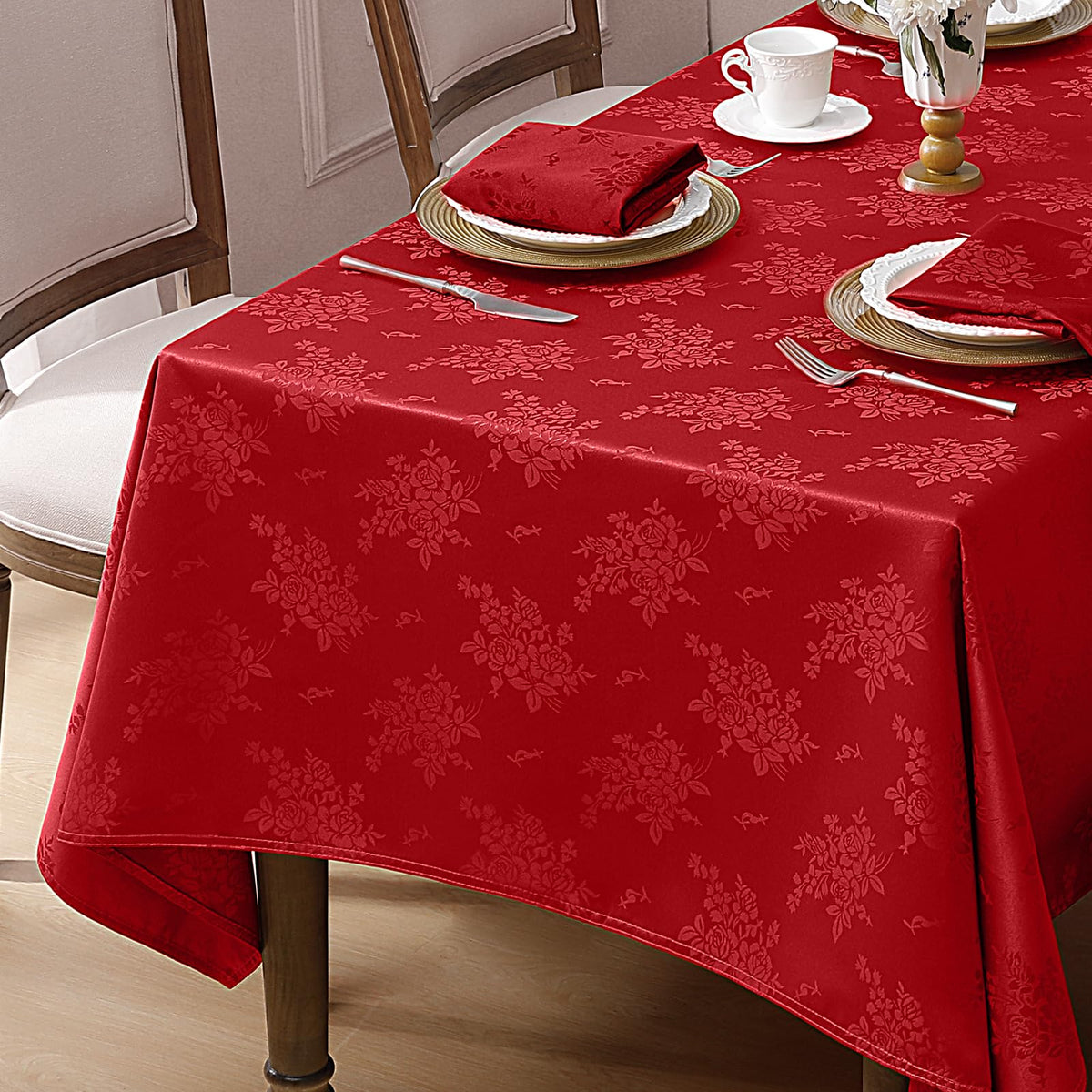 Mantel Romanstile damasco con rosas rojas para mesa elegante