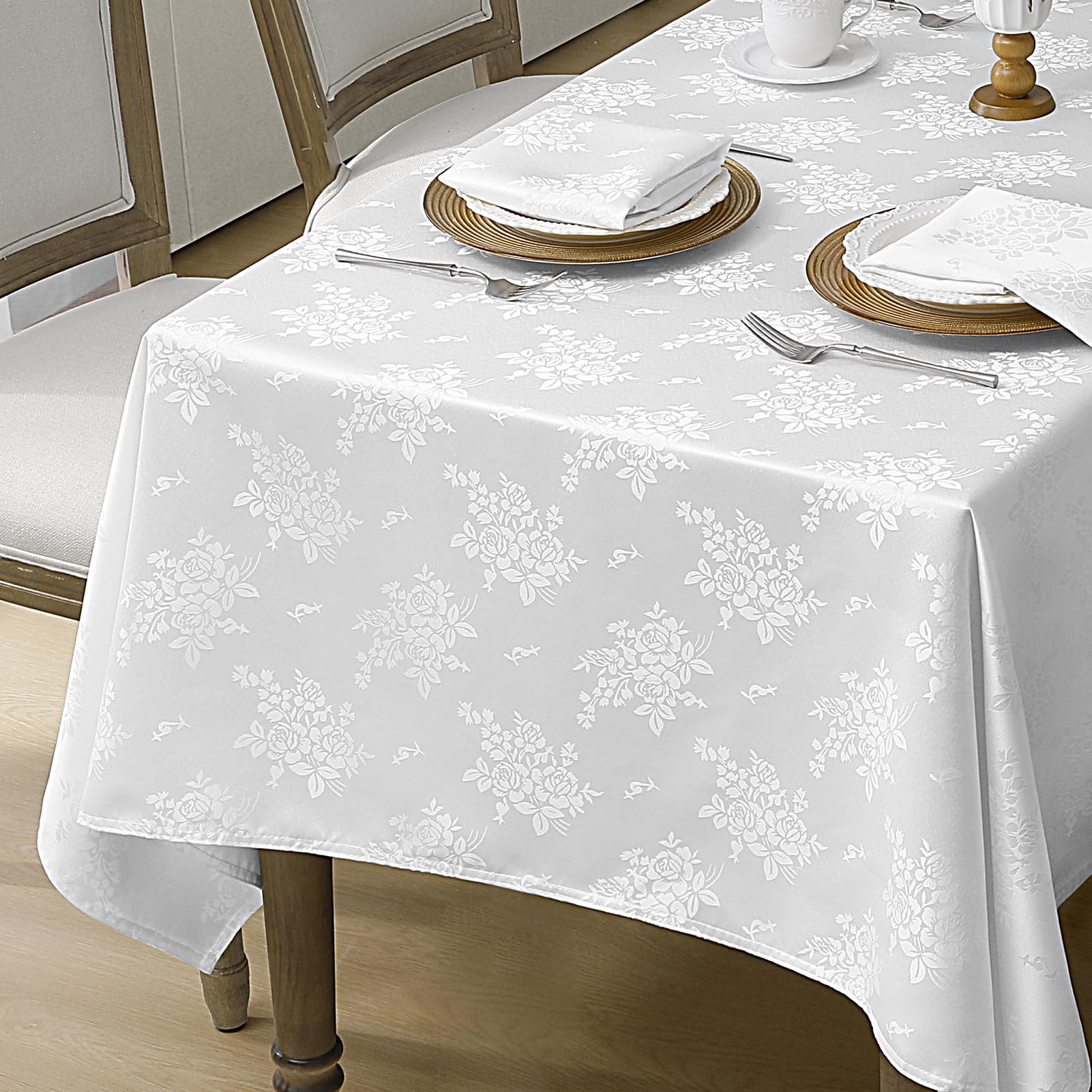 Mantel impermeable Romanstile damasco rosa, protege la mesa durante comidas.