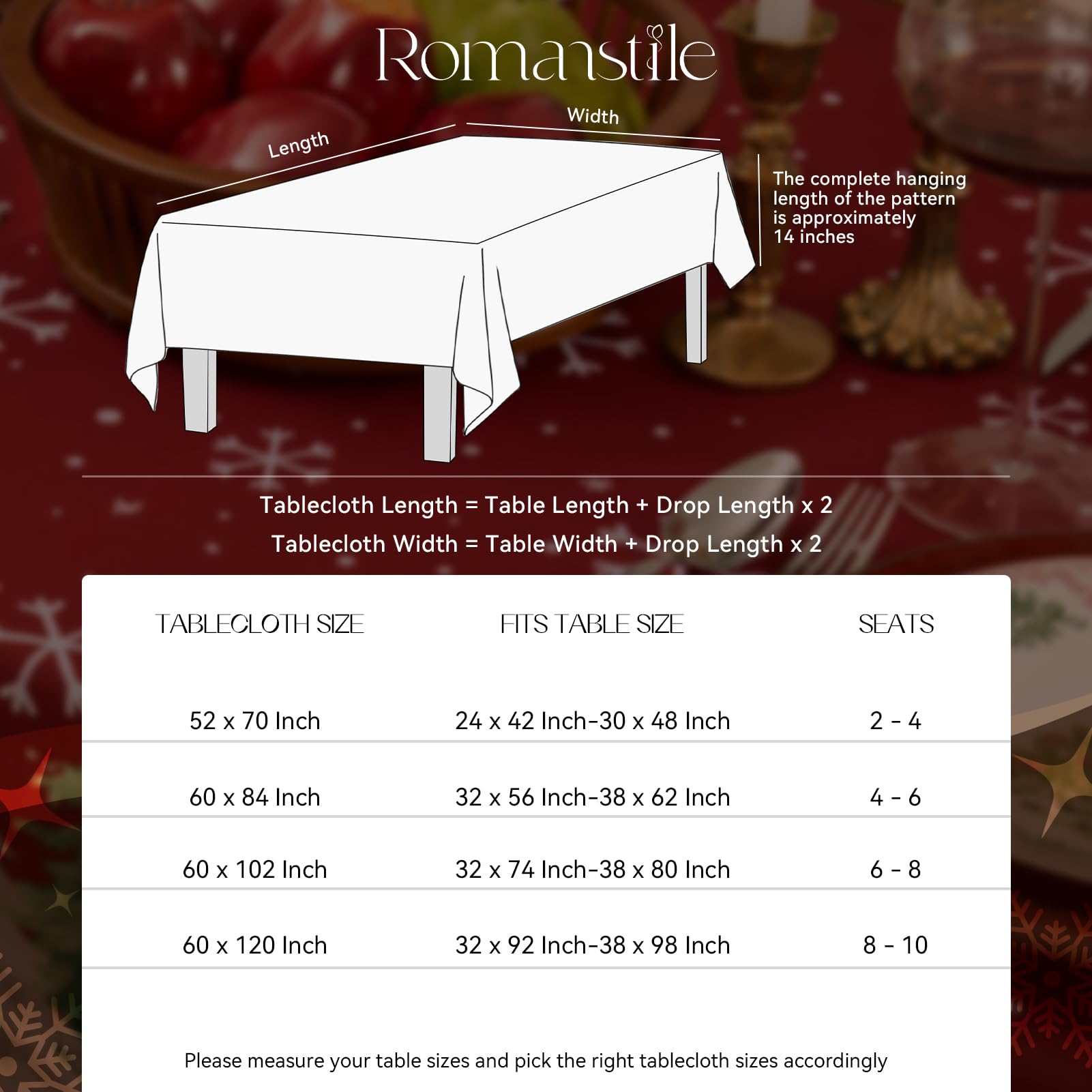 Mantel navideño para cocina y comedor, estilo granja Romanstile.