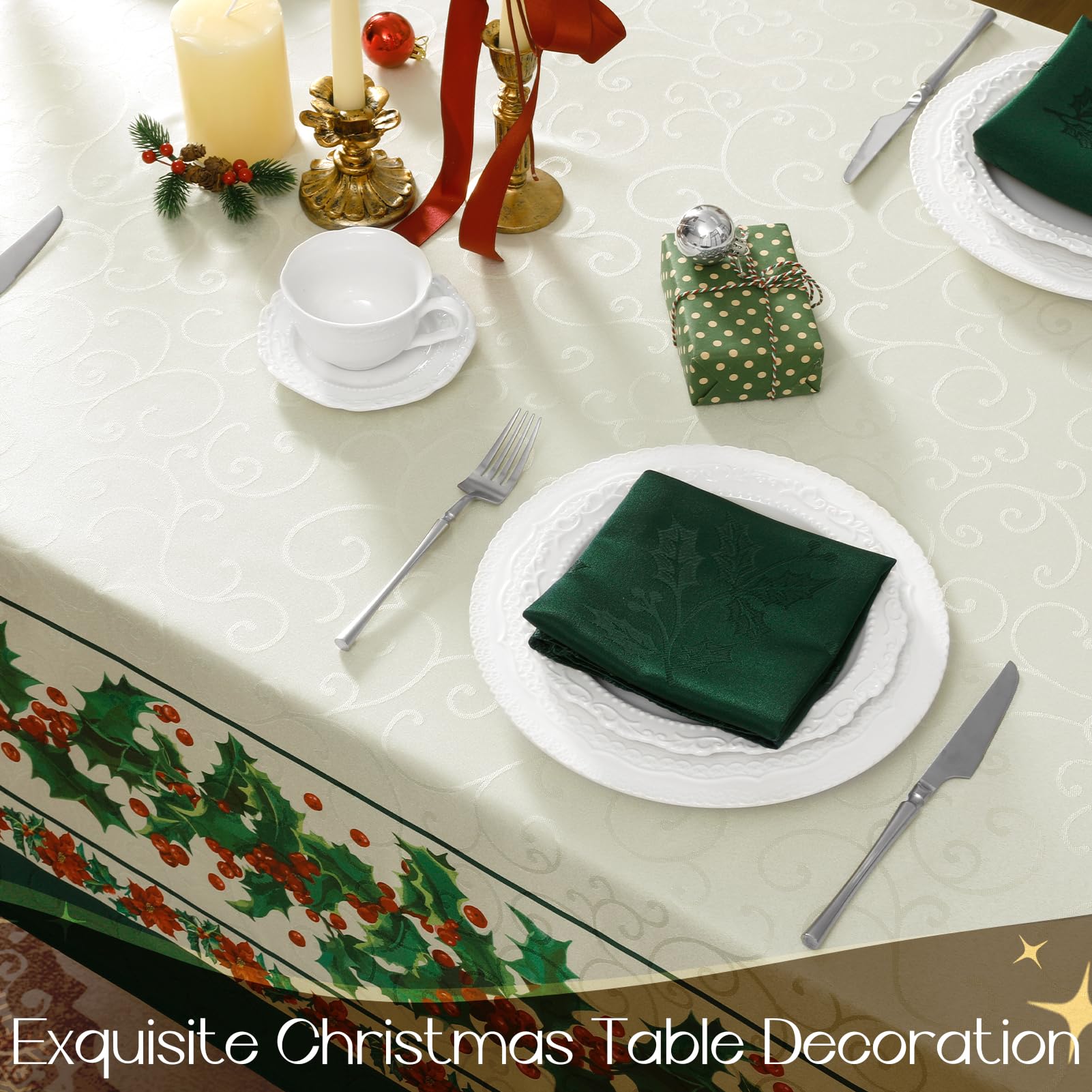 Romanstile mantel navideño patrón jacquard para estilo festivo sofisticado.