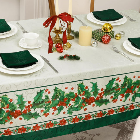 Romanstile mantel navideño resistente a derrames, perfecto para fiestas.