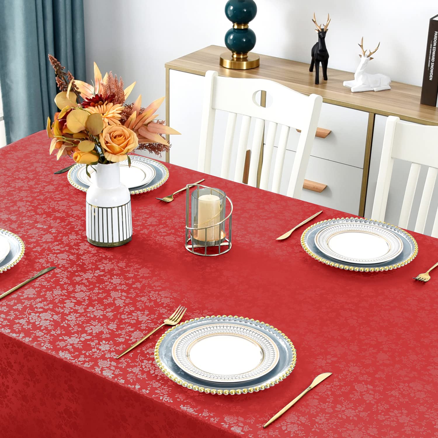 Borde festoneado del mantel para un acabado decorativo y cuidado de bordes