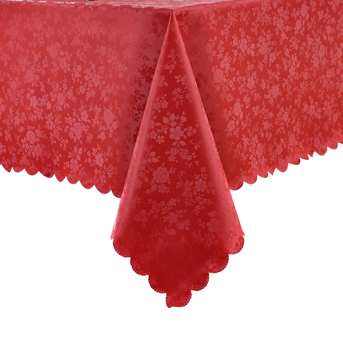 Mantel Romanstile vinilo rectangular rosa rojo, 60x84 pulgadas, impermeable y fácil de limpiar