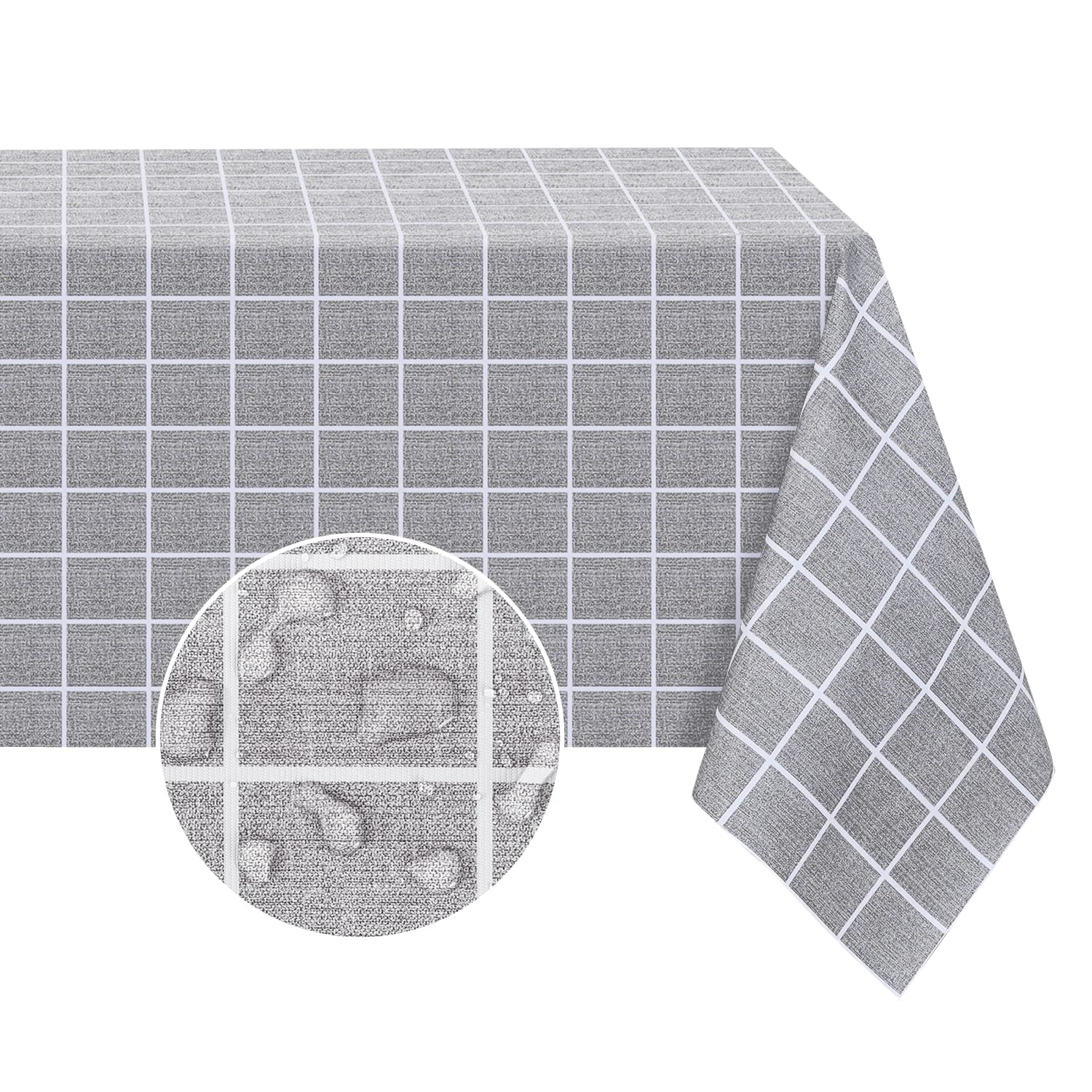 Romanstile mantel vinilo impermeable gris cubre la mesa contra derrames.