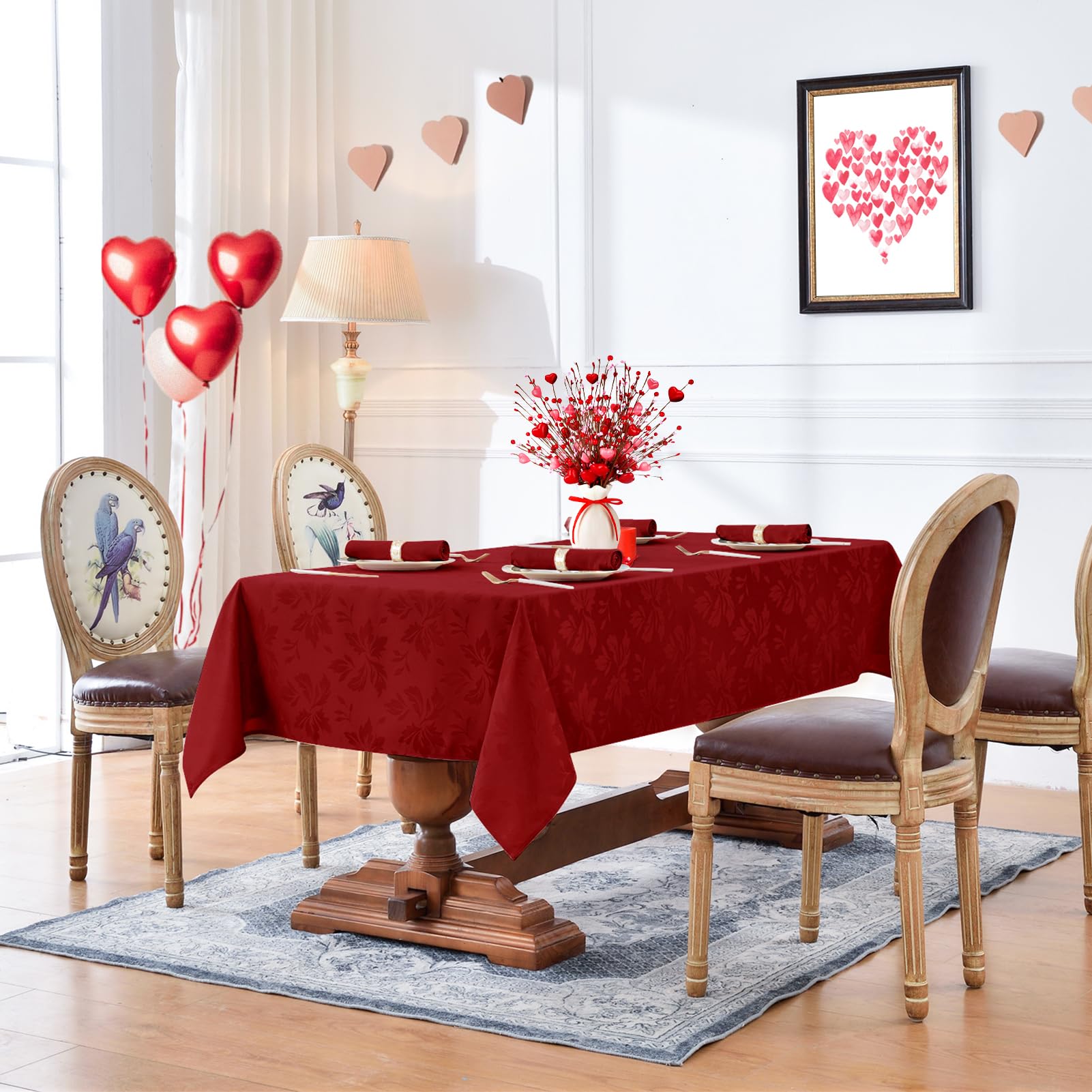 Romanstile Mantel Valentine jacquard, diseño floral elegante para comidas formales.