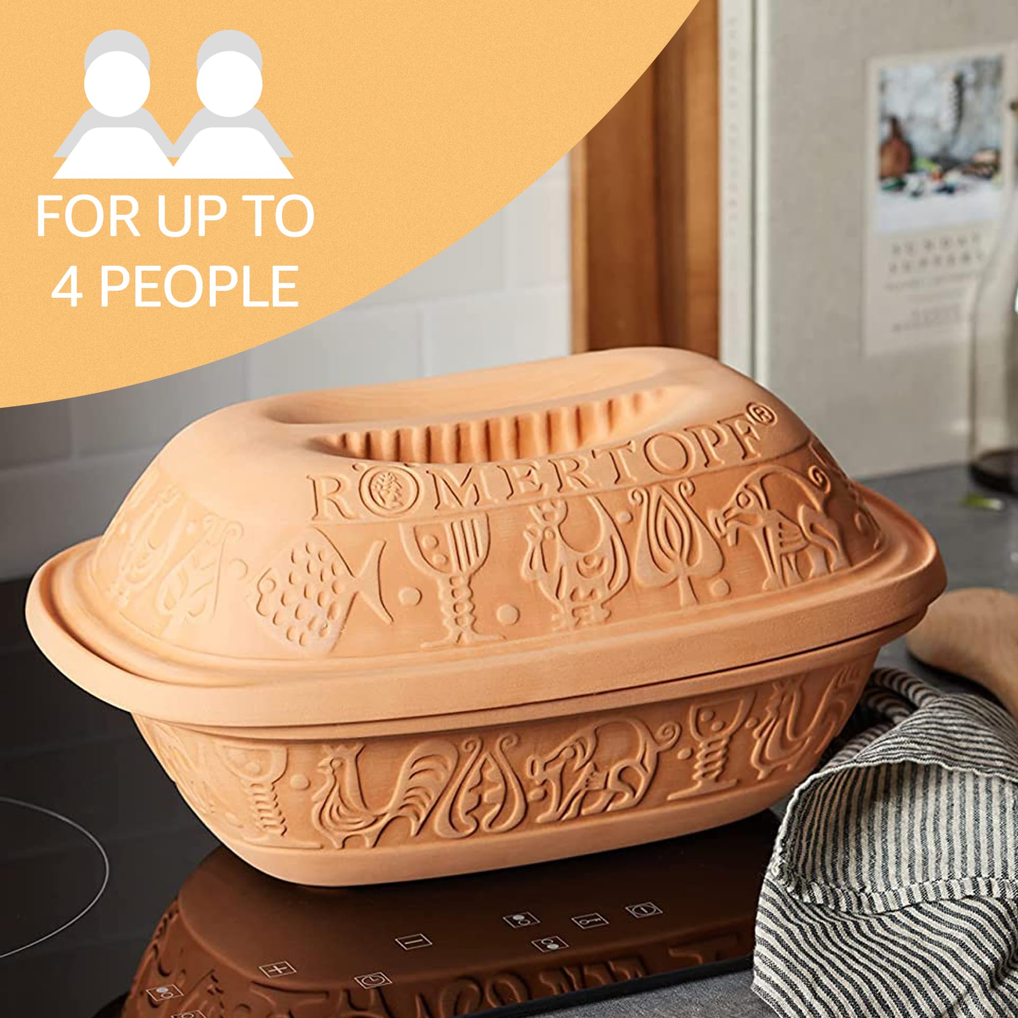 Romertopf cocina versátil para asados, guisos y pan.