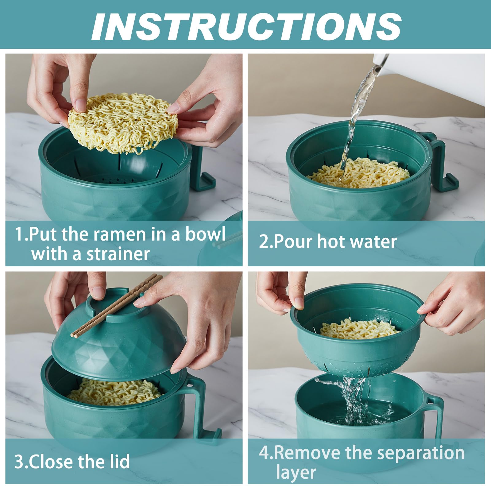 Romooa platos de ramen de 8,8 pulgadas, ligeros y resistentes para uso diario.