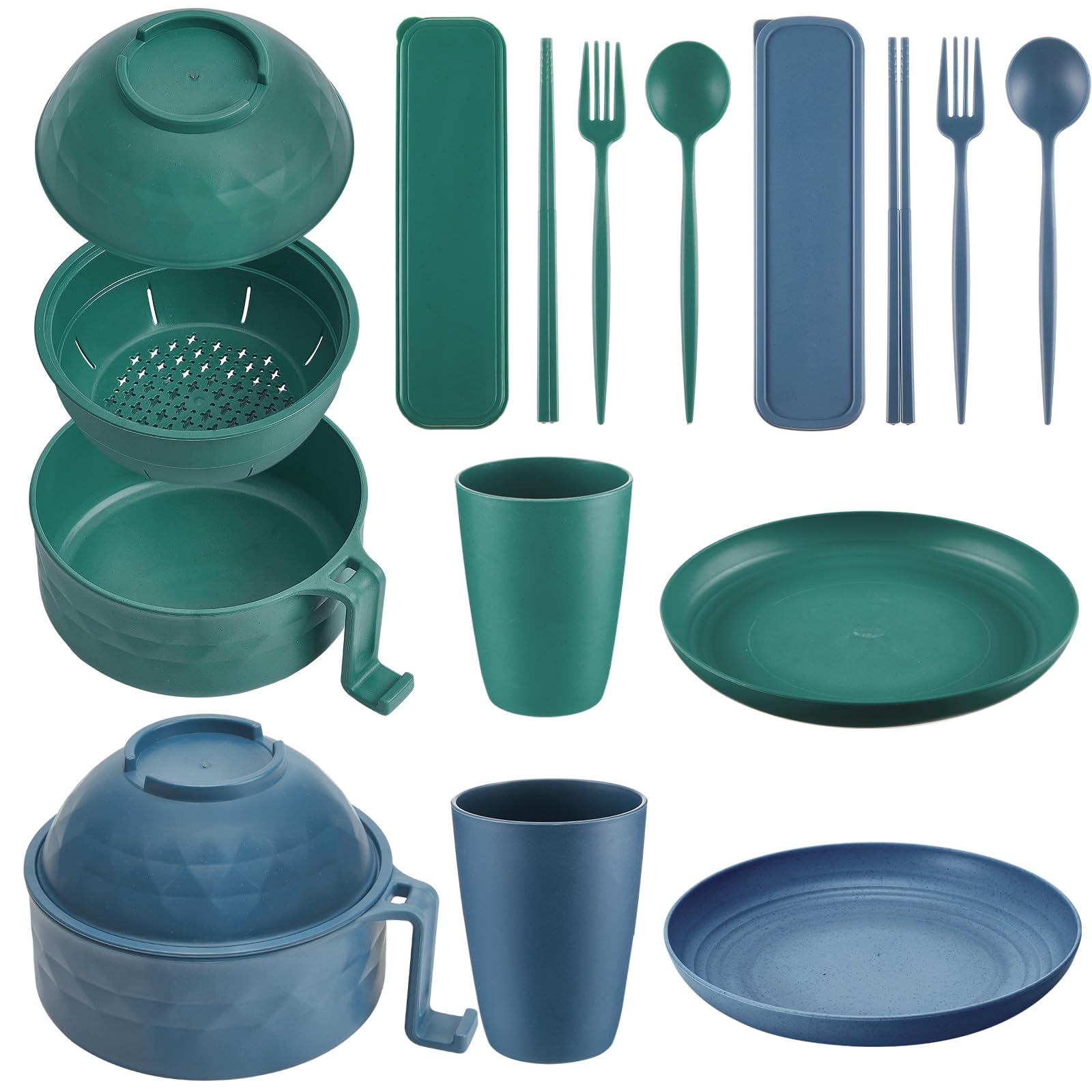 Romooa set de ramen de 12 piezas, apto para microondas, ideal para casa o camping.