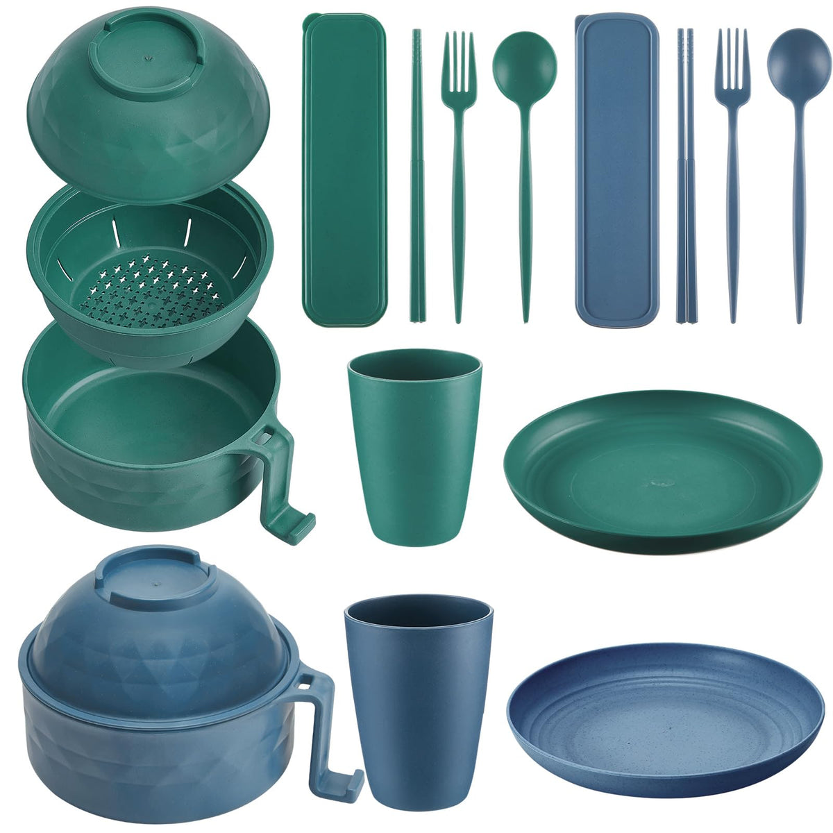 Romooa set de ramen de 12 piezas, apto para microondas, ideal para casa o camping.