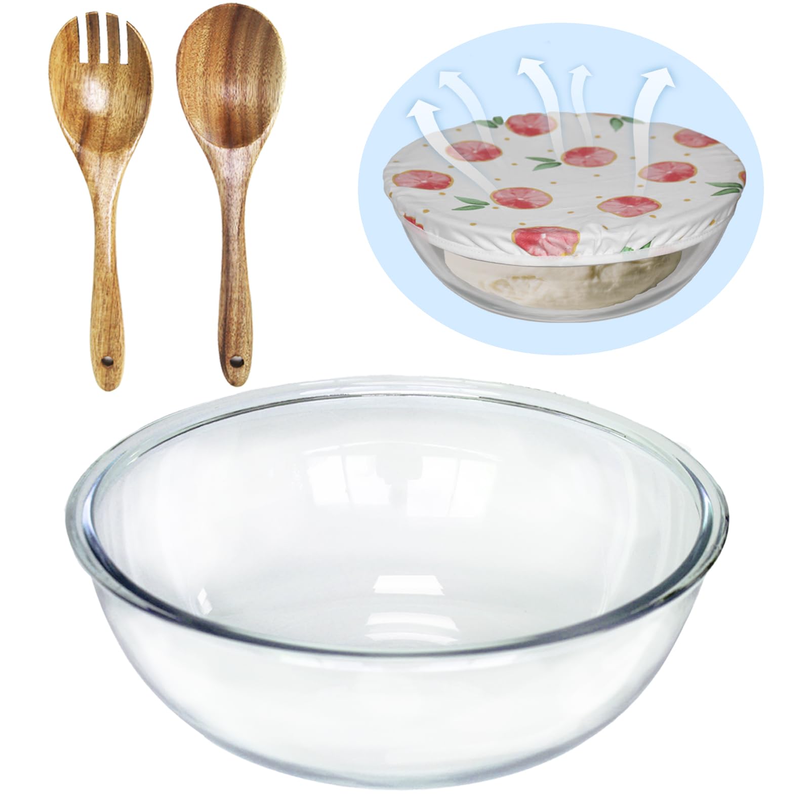 Ronanemon bol de vidrio grande con tapa para monitorear fermentación y humedad