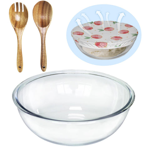 Ronanemon bol de vidrio grande con tapa para monitorear fermentación y humedad