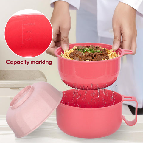 Ronanemon cocedor ramen microondas con tapa, facilita calentado limpio.