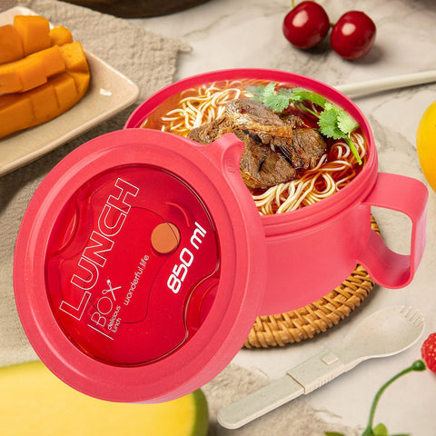 Ronanemon cuenco ramen microondas con tapa, ideal para fideos listos en minutos.