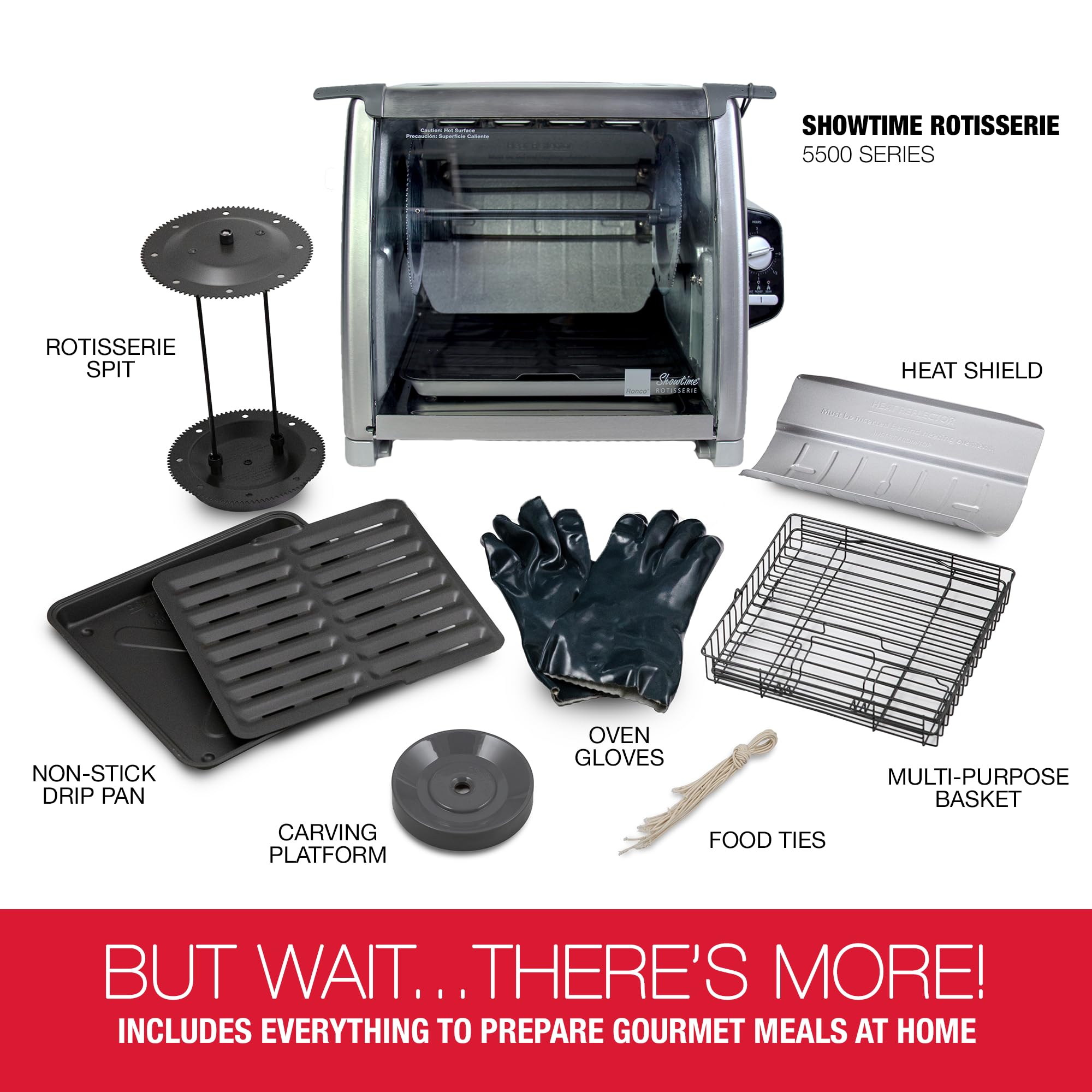 Ronco Horno Rotisserie diseño compacto para guardar bajo gabinetes.