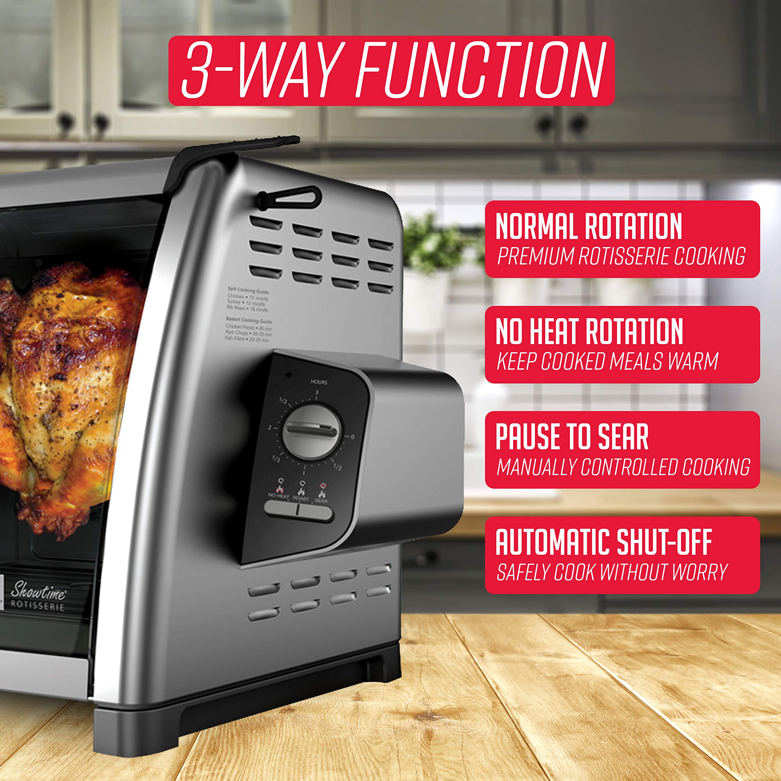 Ronco Horno Rotisserie interior fácil de limpiar y bandeja apta lavavajillas.