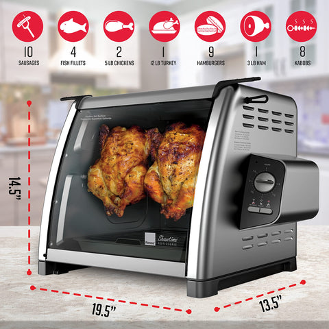 Ronco Horno Rotisserie con reflector de calor para dorar uniformemente y sellar jugos.