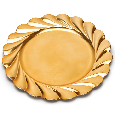 Roncooker placas cargador doradas 13 pulgadas redondas con bordes perlados, añade elegancia a la mesa.