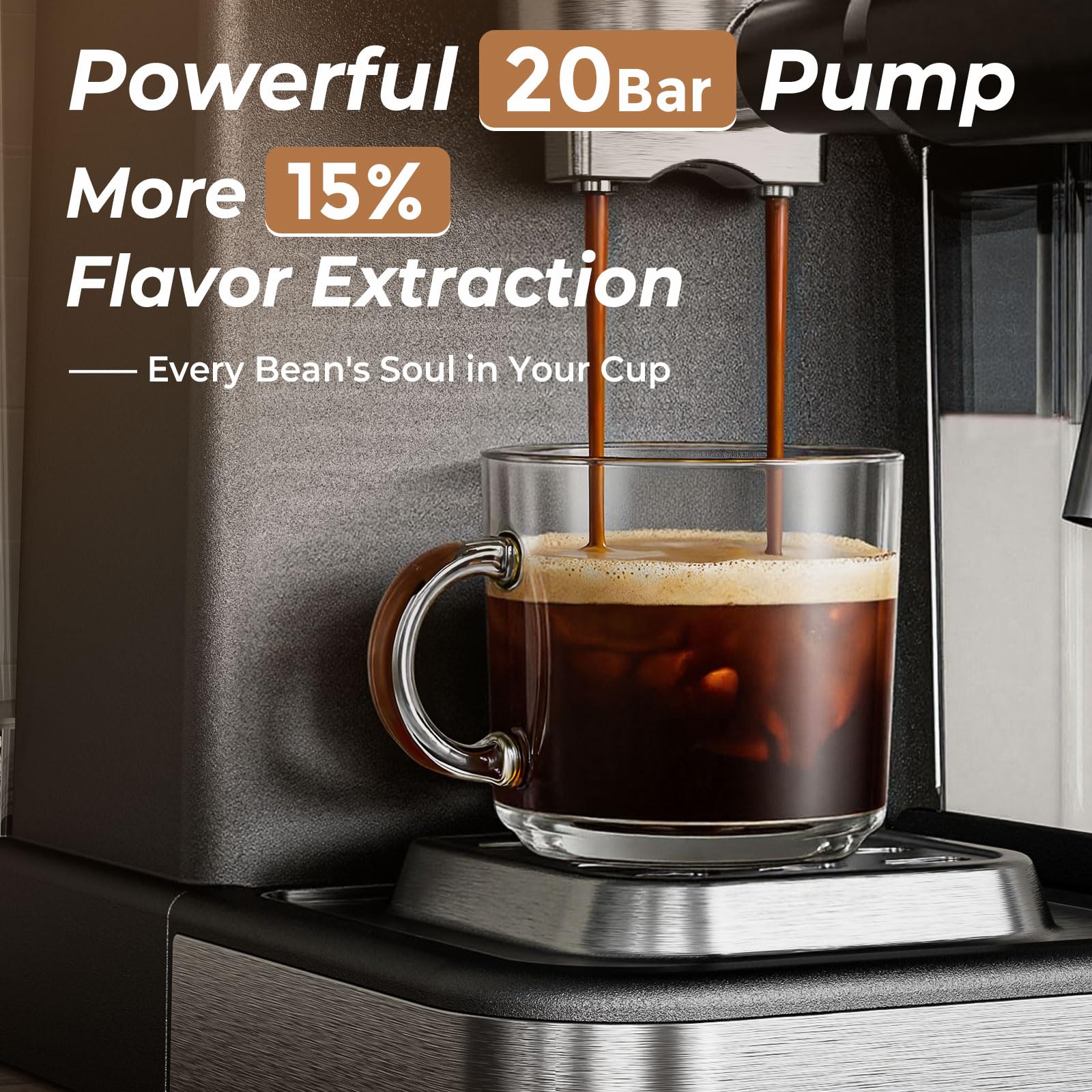 RoneKIT máquina espresso con sistema de leche integrado para cappuccinos cremosos.
