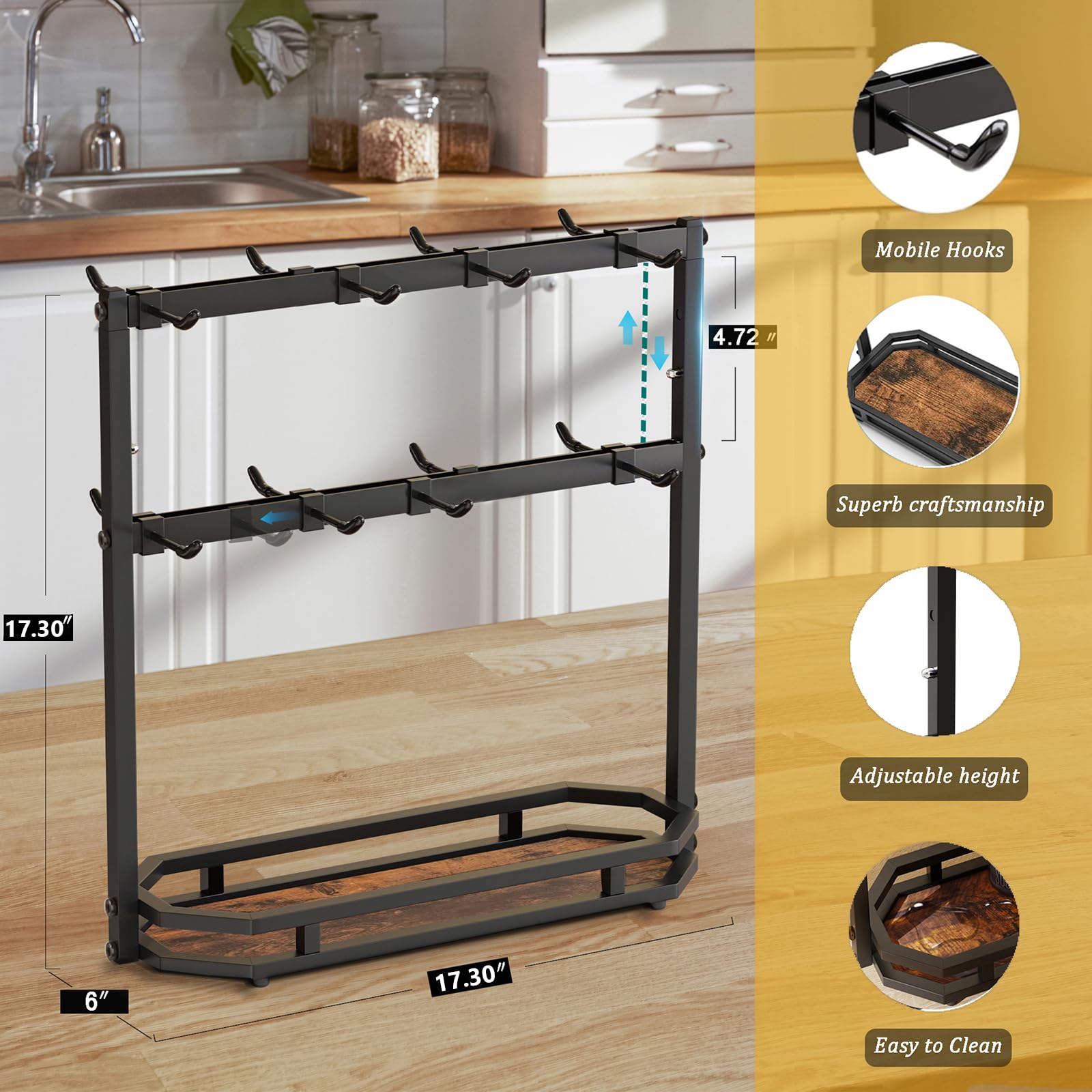 Ronjnndc diseño ajustable en altura simplifica la organización de utensilios.