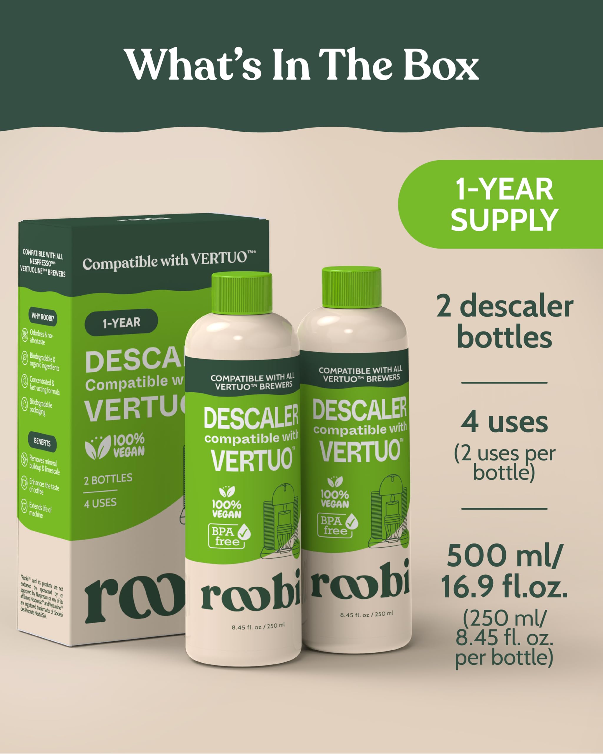 Roobi Desincrustante Vertuo: compatibilidad total con Vertuo y Originaline