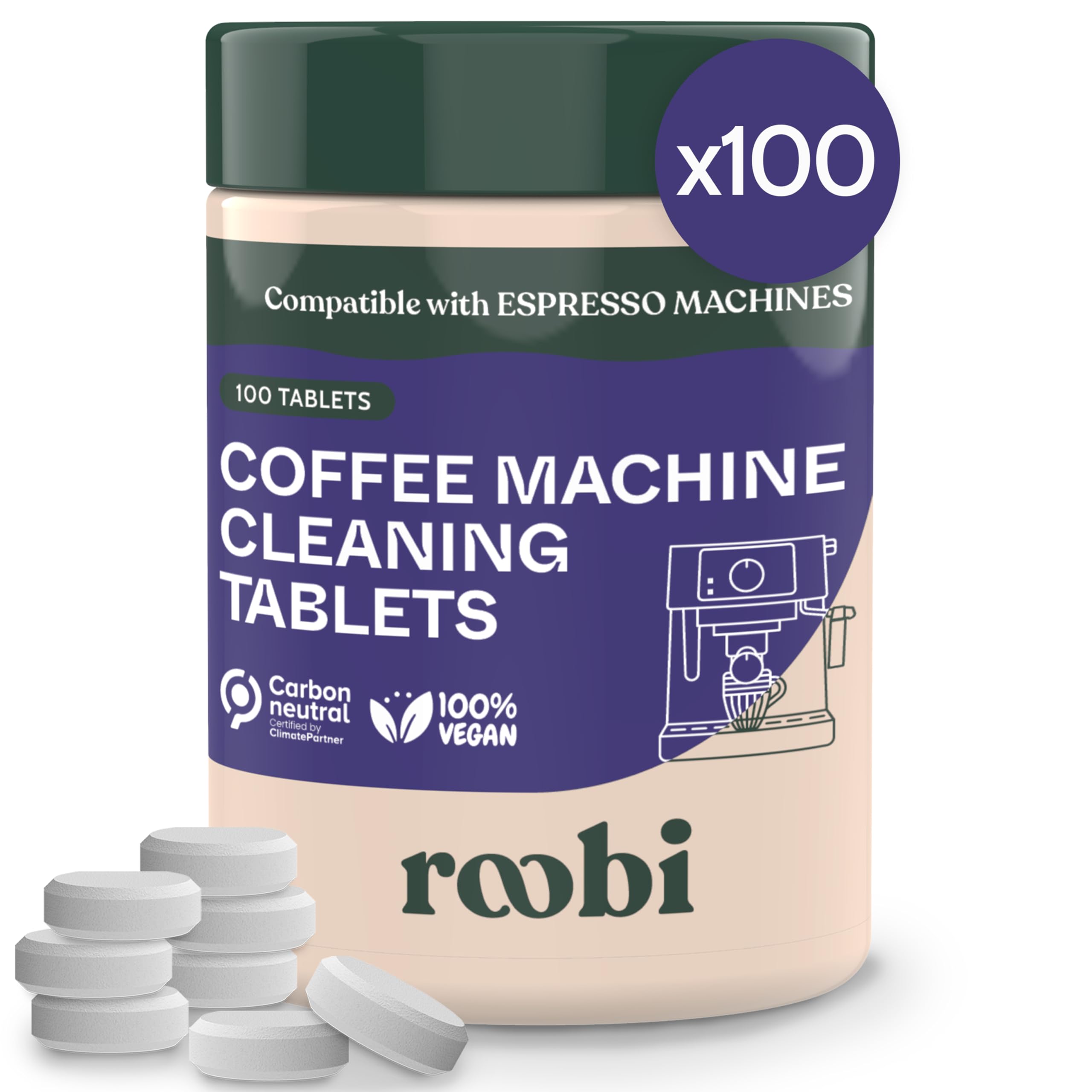 Roobi Api Roobi Tabletas de Limpieza para Cafetera Espresso – 100 Unidades, Empa ...