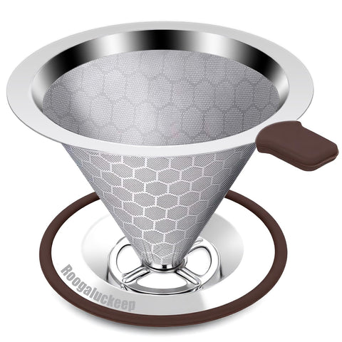Roogaluckeep goteador para café con malla 600: extracción uniforme y sabor pleno.