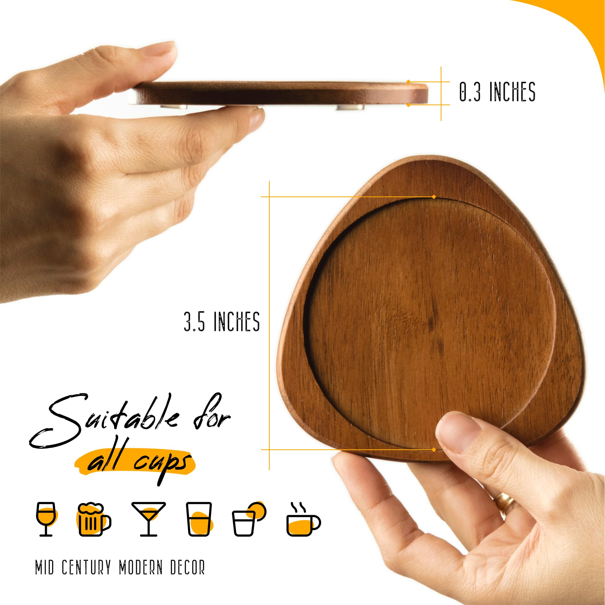 Roonin posavasos antideslizantes con base de goma protegiendo superficies.