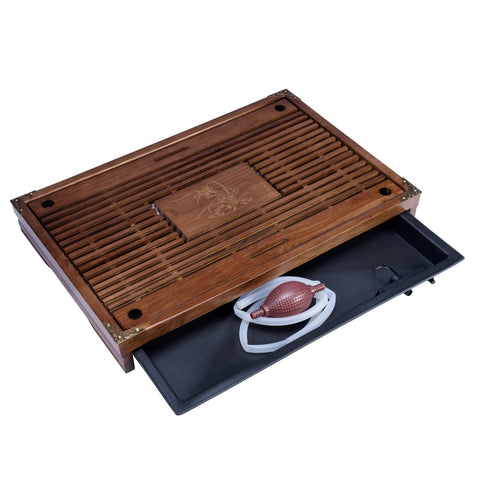 Bandeja de bambú RORA con cajón, base estable para servir con elegancia.