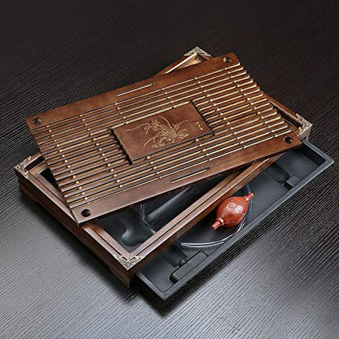 Bandeja con drenaje y almacenamiento RORA, mantiene la mesa limpia durante la preparación del té.