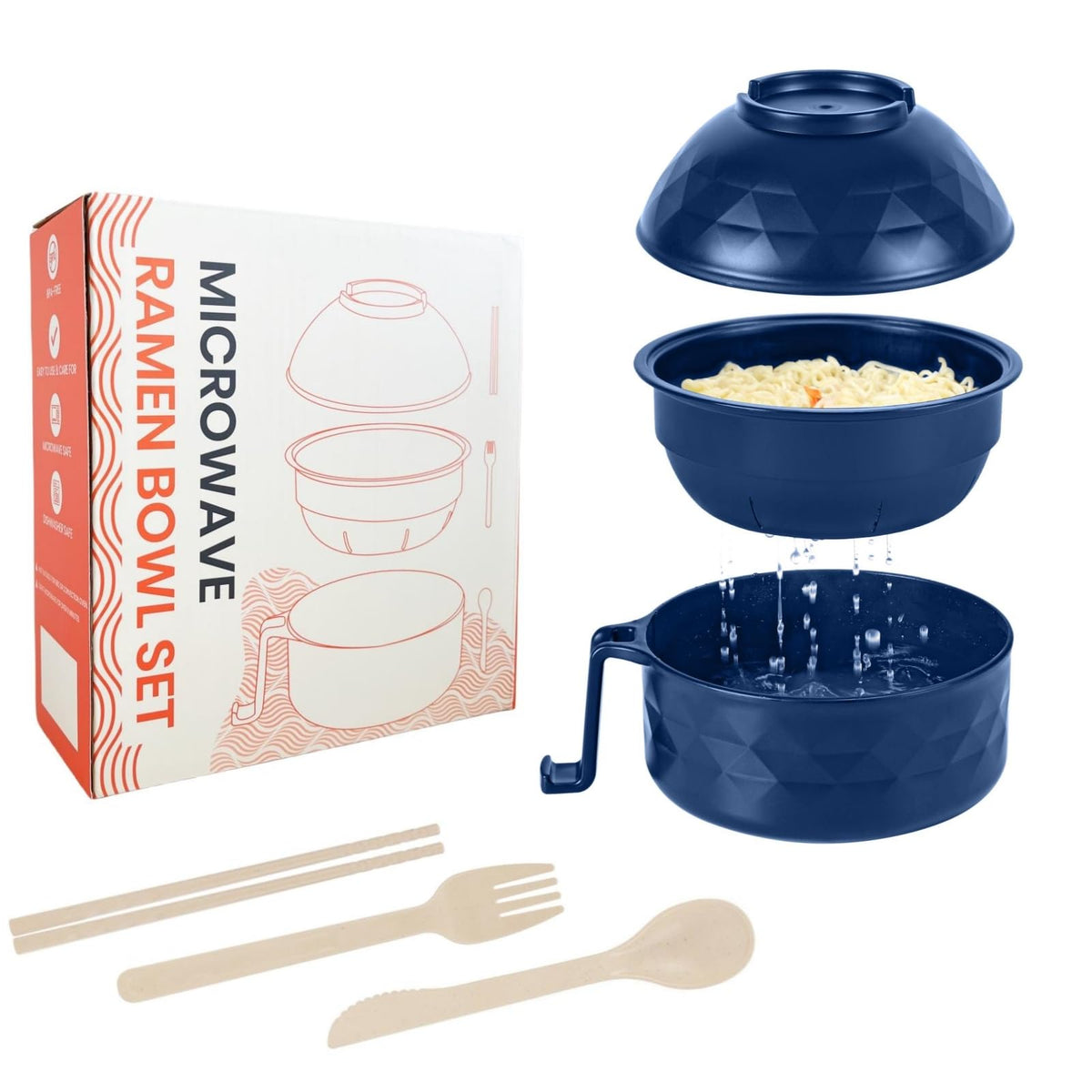Cocedor de ramen RORBAM para microondas en acción, práctico y rápido.