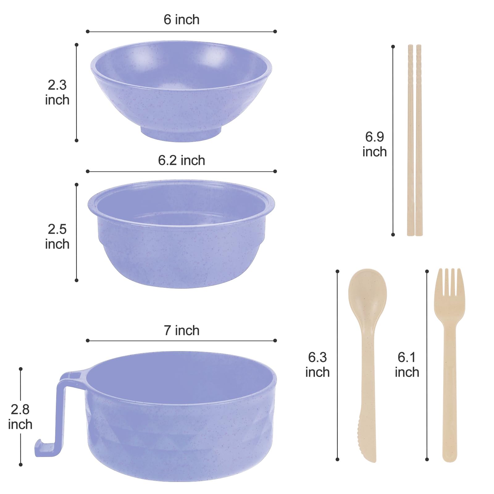 RORBAM cuenco ramen con palillos y cuchara para comer cómodo.
