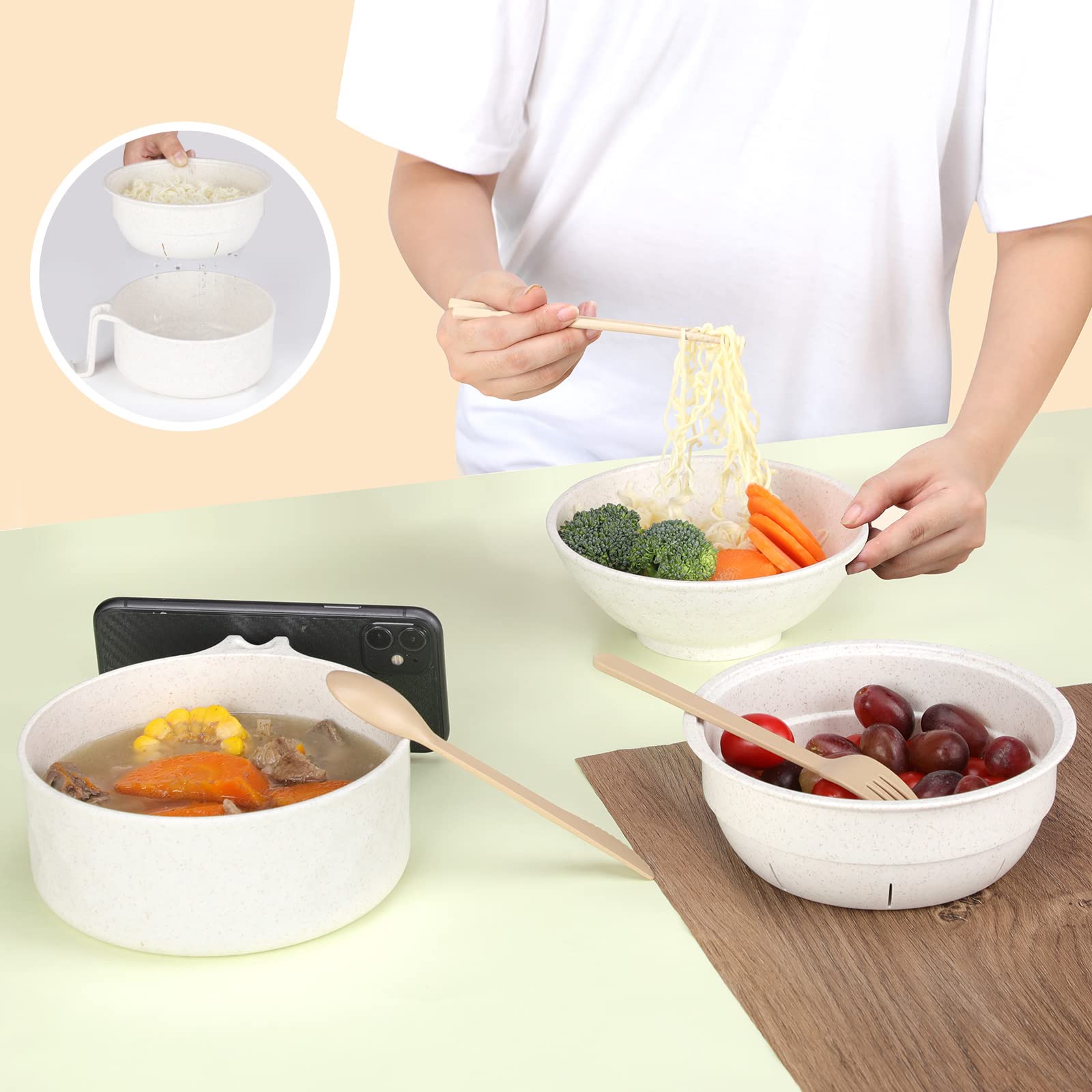 RORBAM mango-lateral-soporte-telefono: soporte lateral para móvil durante la comida.