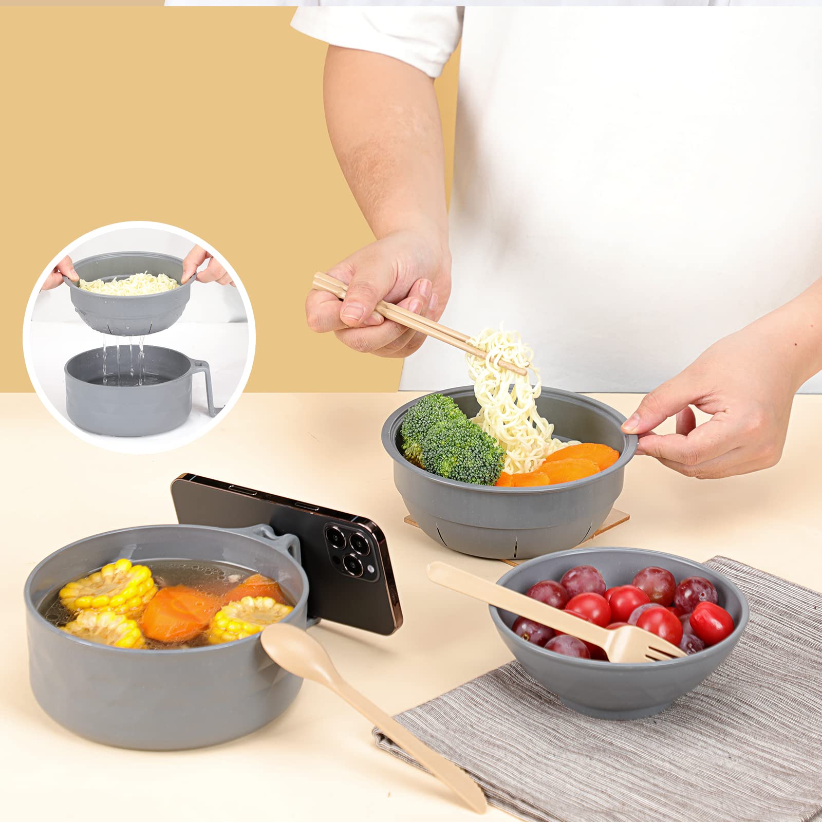 RORBAM manija lateral para celular: soporte cómodo mientras disfrutas ramen.