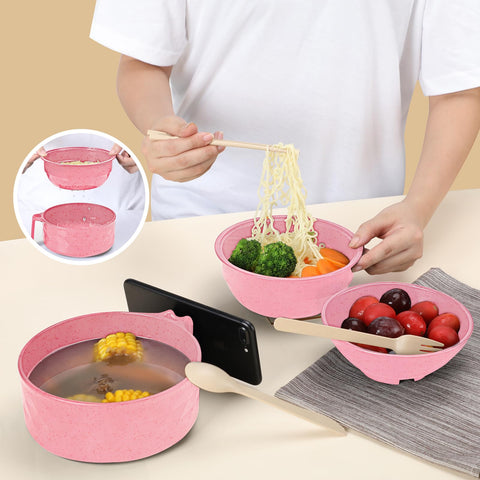 RORBAM diseño ergonómico con mango, funciona como soporte para teléfono durante la comida.