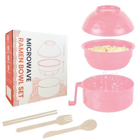 RORBAM tazón ramen microondas con palillos y cuchara, práctico para comidas rápidas en casa.