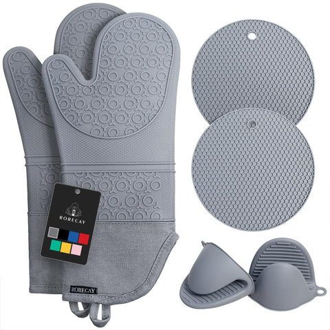 Guantes rorecay de silicona de 15 pulgadas para manejar ollas calientes con agarre seguro.