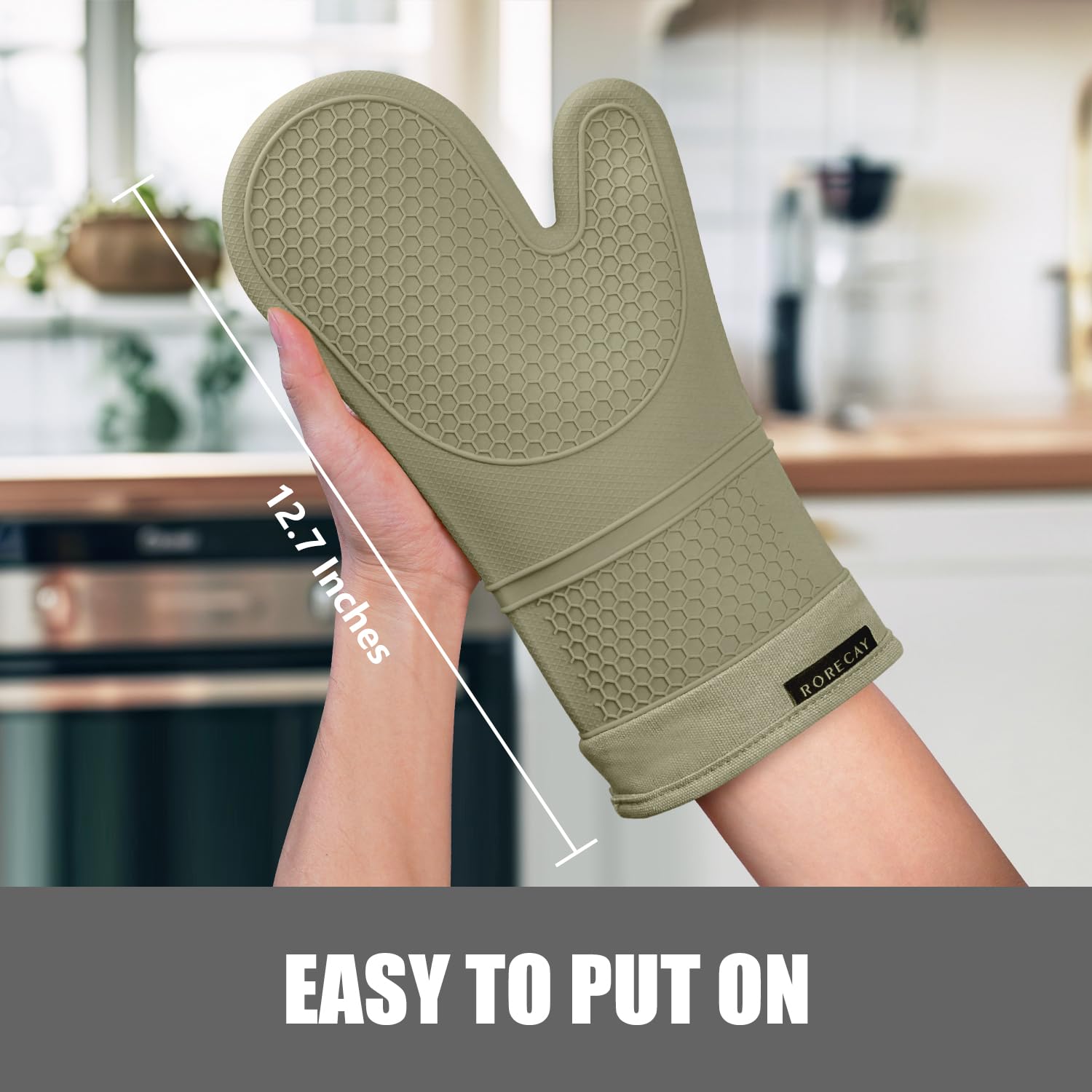 Guantes de silicona rorecay largos para manipular utensilios calientes.