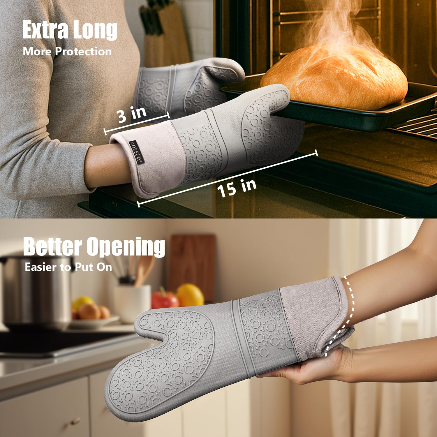 Mini guantes de silicona rorecay para agarrar objetos calientes con precisión.