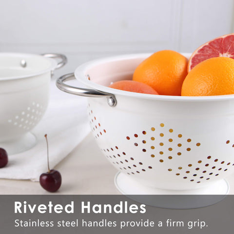Colador de 5 qt de Rorence, base estable para verduras grandes.