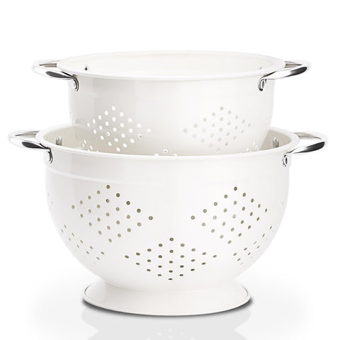 Rorence coladores de acero con recubrimiento blanco, conjunto 3qt-5qt para cocina duradera