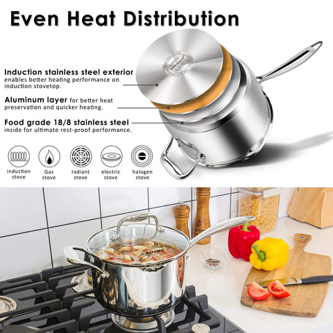 Mango ergonómico de acero inoxidable, cómodo para cocinar platos diarios
