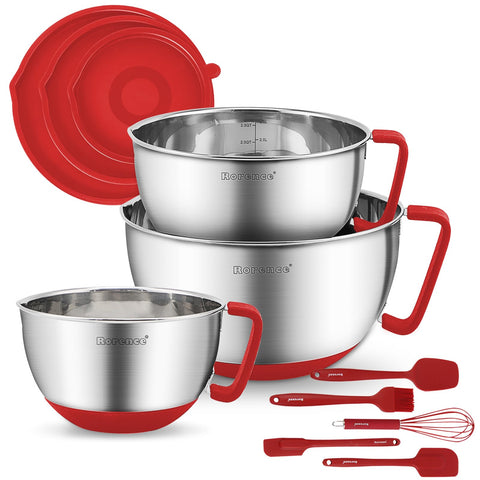 Rorence tazones mezcla acero inoxidable con tapas, ideal para conservar ingredientes frescos.