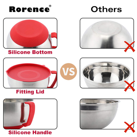 Rorence tazones mezcla con base antideslizante para uso estable.