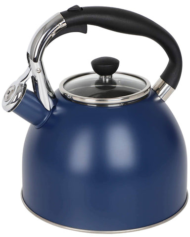 Tetera Rorence azul marino en cocina, diseño elegante para hervir agua rápidamente.