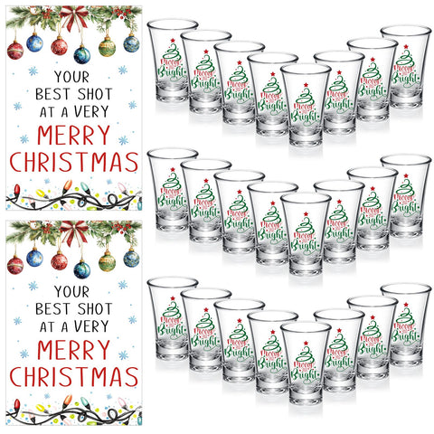 Roshtia 24 vasos chupito navideños con tarjetas para fiestas.