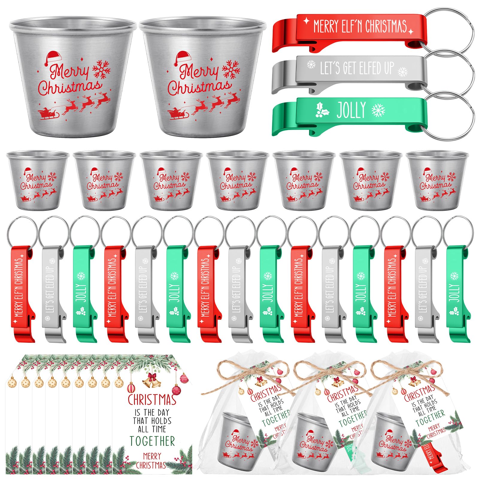 Roshtia vasos de chupito inox, 30 unidades, ideales para brindis festivos.