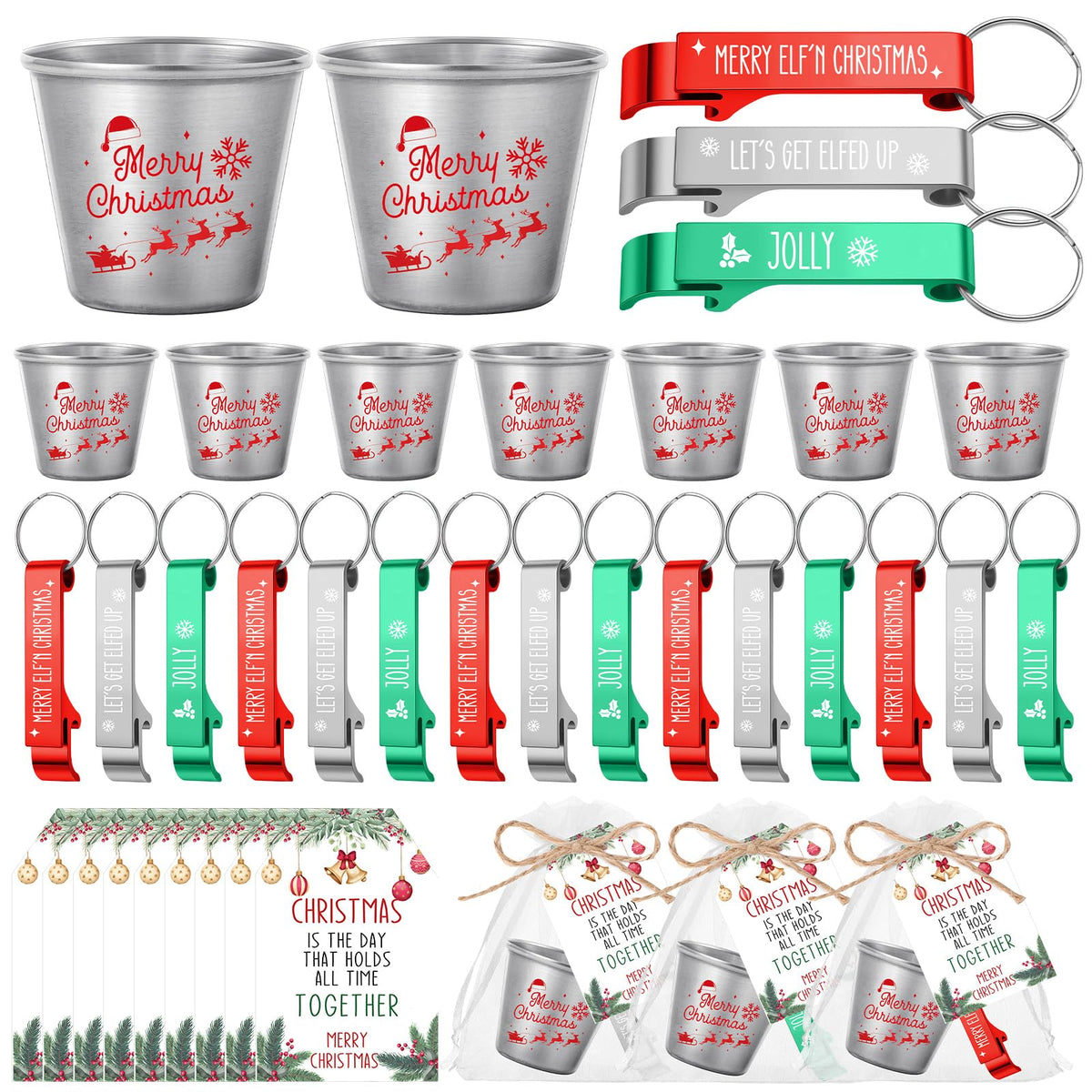 Roshtia vasos de chupito inox, 30 unidades, ideales para brindis festivos.