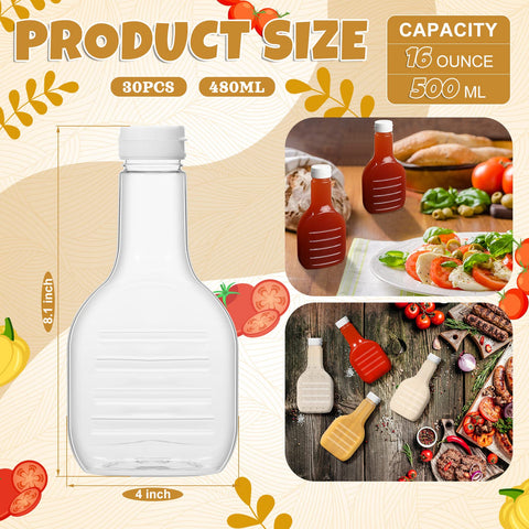 Roshtia botella de ketchup transparente con tapa blanca para porciones precisas