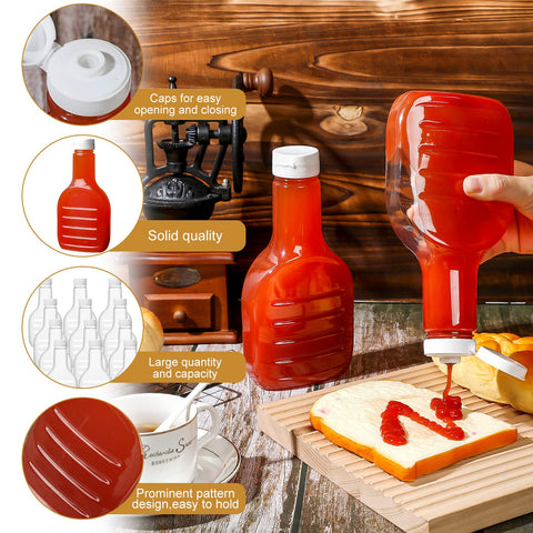 Roshtia botella de salsa transparente con tapa blanca para salsas y aderezos